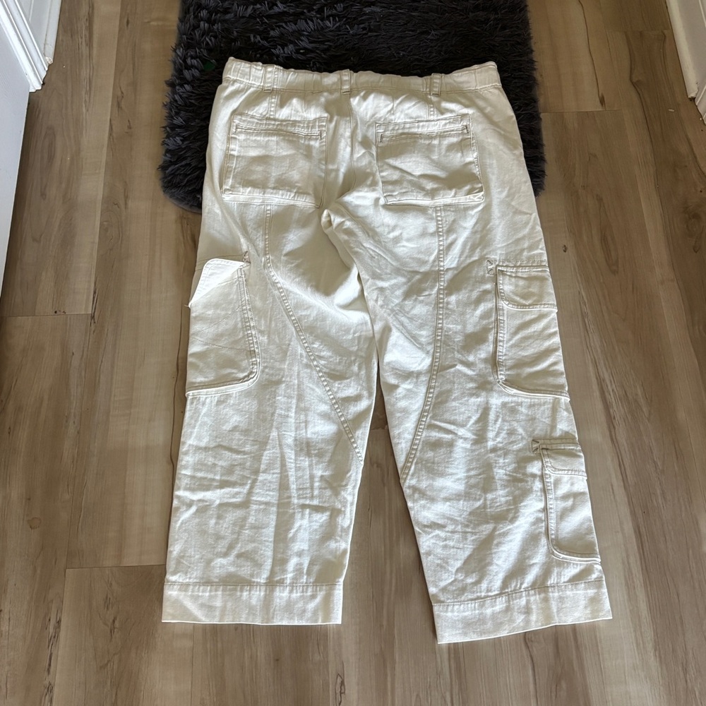 Free People Tahiti Cargo Pants Green Utility Low Rise Tofu Ivory large - Picture 8 of 8